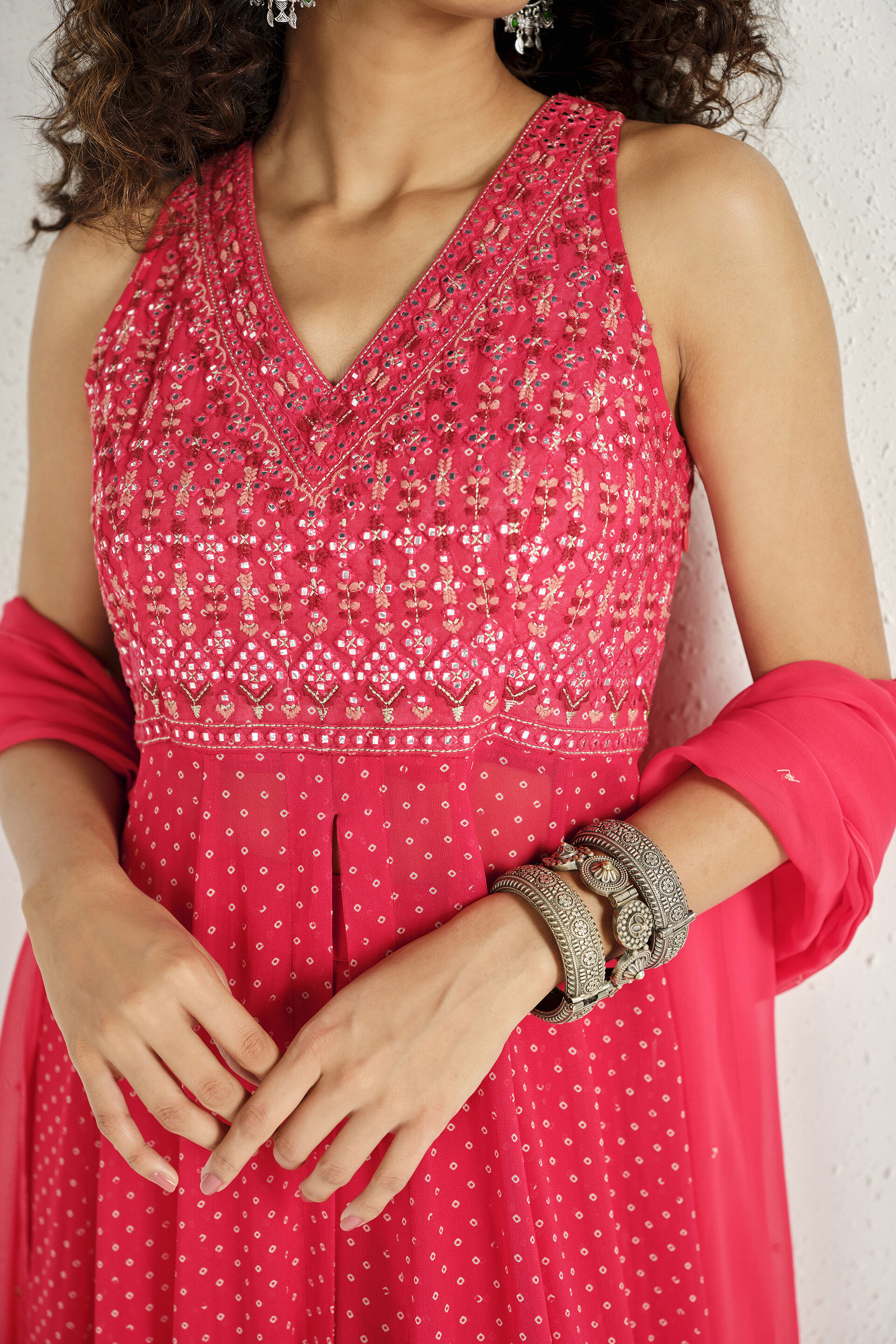 Mana Red Embroidered Anarkali Set, Red, image 3